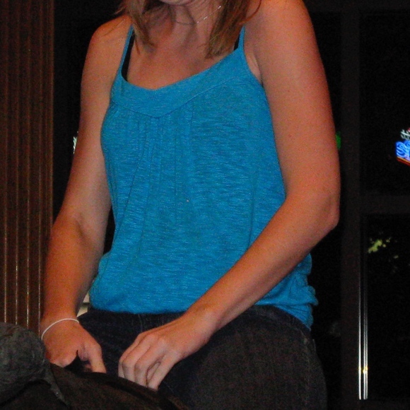 Forever 21 blue & white tank top cami - Picture 1 of 6